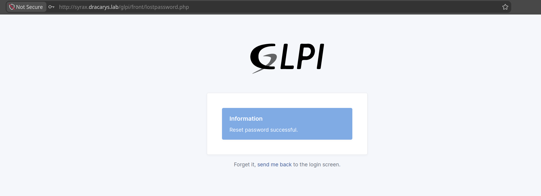 Reset password successful