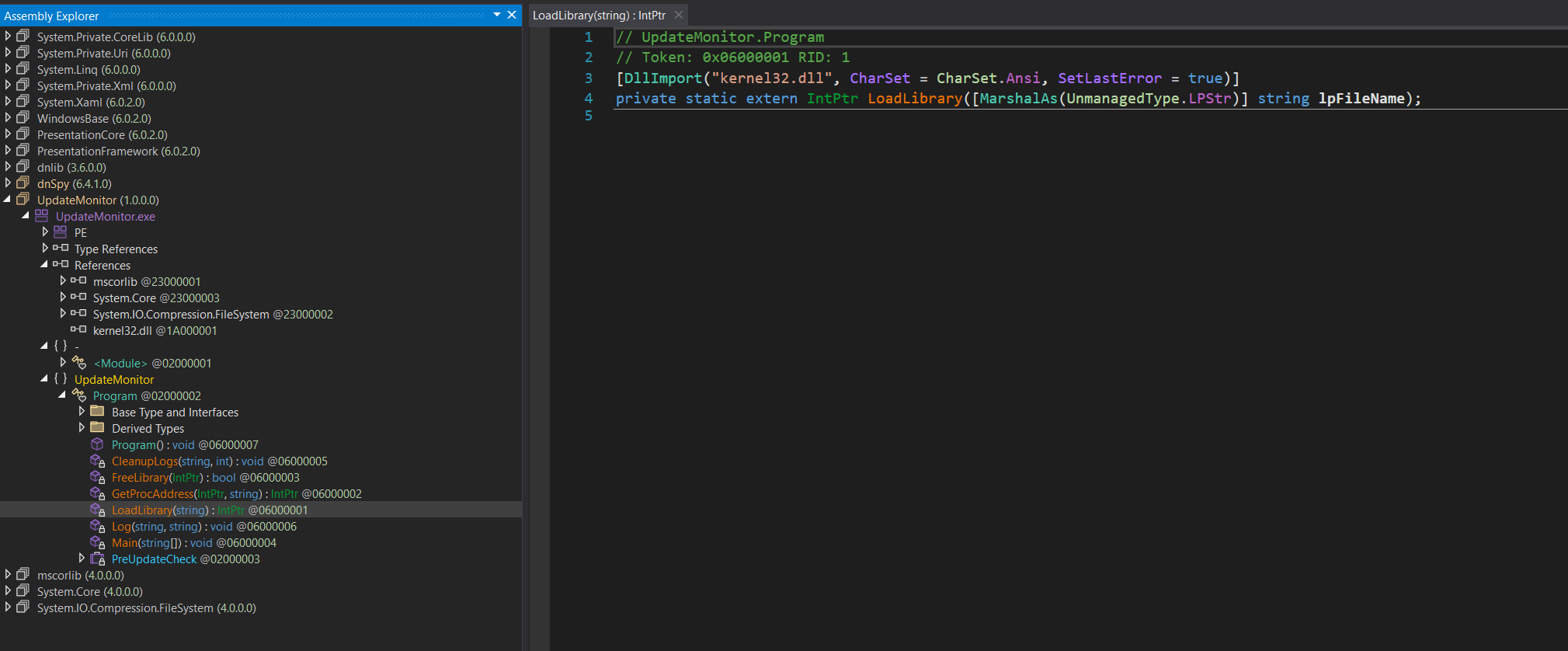dnSpy - LoadLibrary P/Invoke